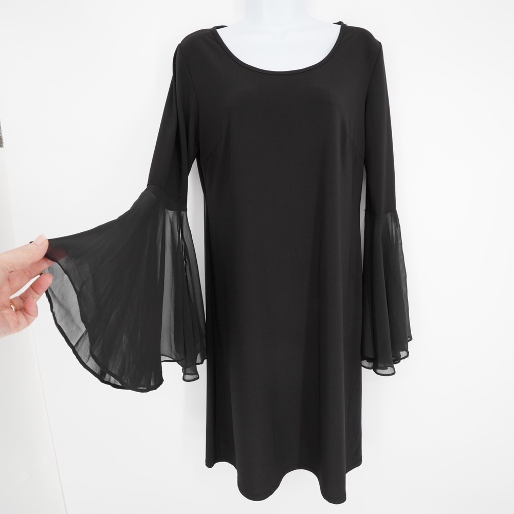 Vintage Y2K Whimsigoth Dress Womens 8 Goth Stretch Chiffon Bell Sleeve Party NYE